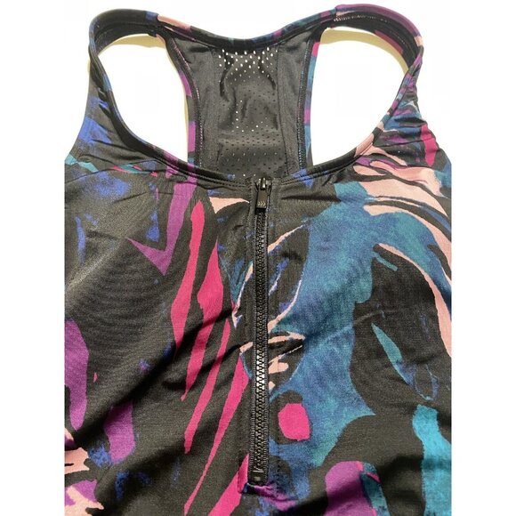 All in Motion Swimsuit One Piece Small Zip-Front Racerback Multicolor - Picture 8 of 10